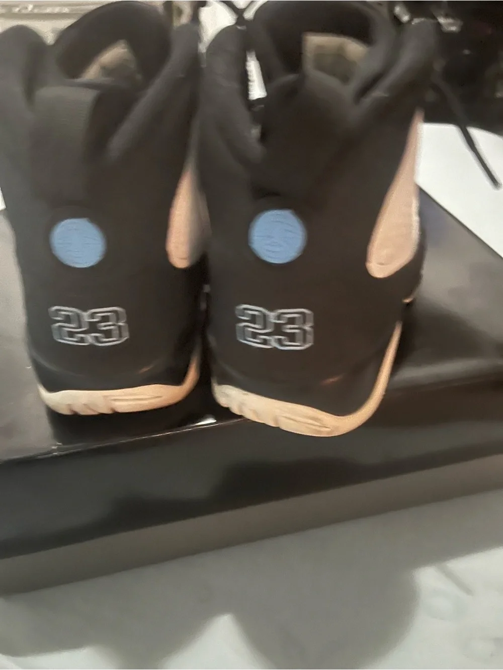 Jordan Black and White Basketball Shoes with Light Blue Jumpman